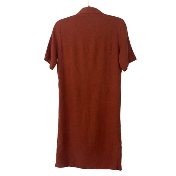 Rita Row Shawl Midi Wrap Robe Dress Size Small Burnt Orange Linen Viscose Blend - Picture 2 of 10